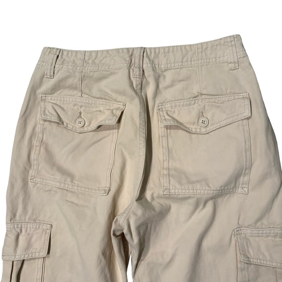 John Galt Brandy Melville Hi-Rise Wide Leg Cargo Denim Pants Off White - Picture 11 of 13